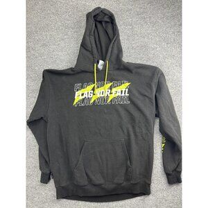 Flag Nor Fail Hoodie Mens 2XL Black Pullover Fleece Sweatshirt Graphic Logo